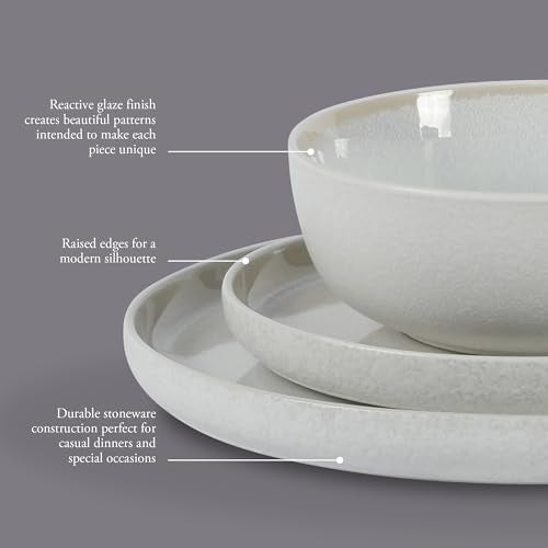 Tahoe Sunset 12 Piece Stoneware Reactive Glaze (Service for 4 (12pcs) / Tahoe Cream White)