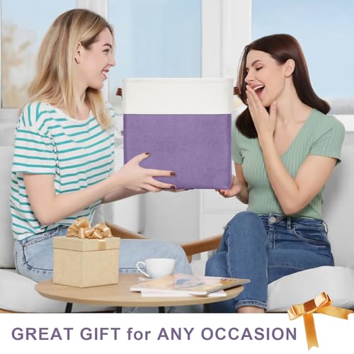 13x13 Cube Storage Bins (Purple / Off-White / Cube - 13"x13"x13")