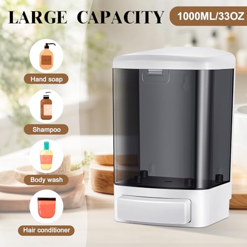 10 Pcs Wall Mounted Soap Dispenser (Black / 33.8 oz 1000 ml)