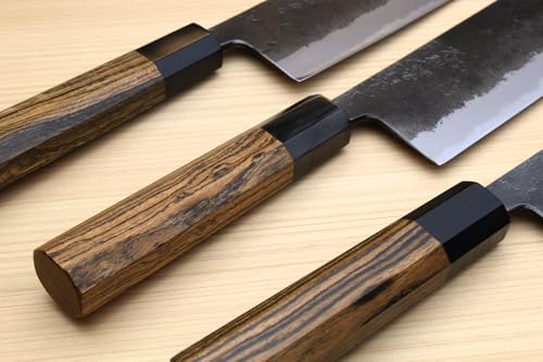 Nashiji High Carbon White Steel #2 Japanese Nakiri Vegetable Knife with Cocobolo Wood Handle (6.5'' (165mm) & No Saya)