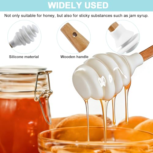 3 Pack Silicone Honey Dipper Sticks (Yellow/White/Green)