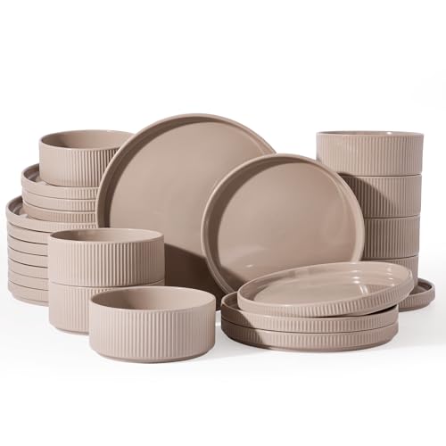 Stoneware Dinnerware Set for 8 (Cinnamon Brown / Service for 8)