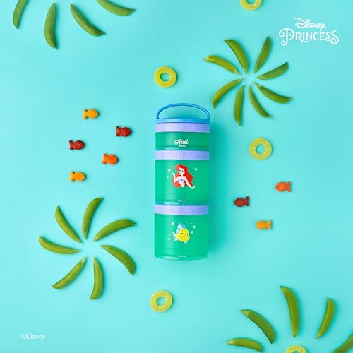 Ariel) DiSNEY PRINCESS Whiskware Stackable Snack Pack - 3 Jar + Handle - Purple/Green/Blue (Disney / Ariel)