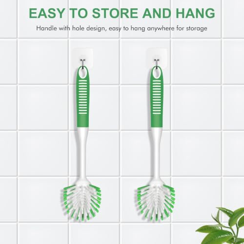Dish Brush with Handle (Green / 3 pack)