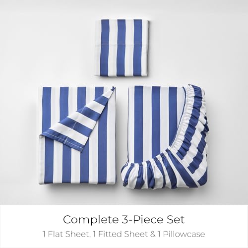 Iconic 3 Piece Sheet Set (3493 Oxford Stripe Blue Nova / Twin XL)
