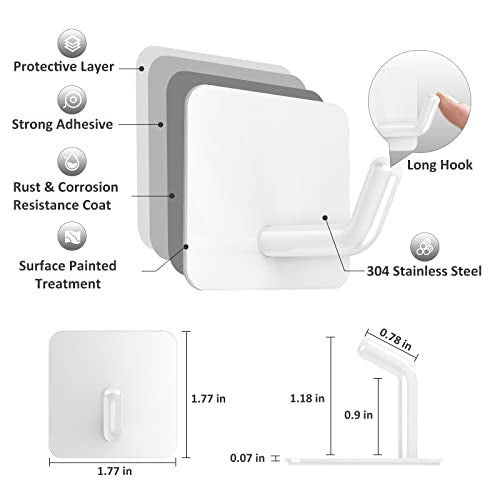 Adhesive Hooks for Shower Wall (White)