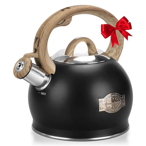 2.1 Qt Whistling Tea Kettle for Stovetop with Heat (Black)