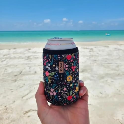 CanSok Sleeve for Beer & Soda Insulated Neoprene Cover (English Garden Picnic / 12oz Slim Can Sleeve)