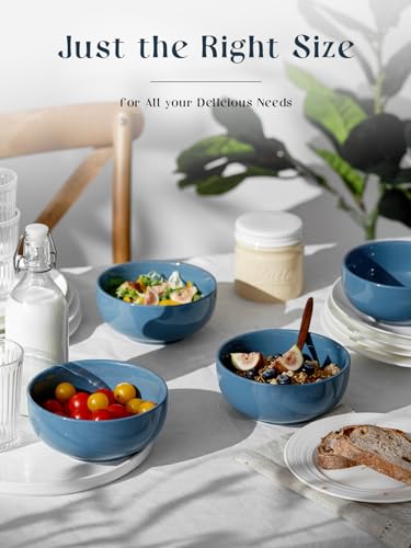 22 OZ Ceramic Soup Bowls & Cereal Bowls (22 OZ / Airy Blue)