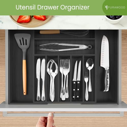 Bamboo Drawer Organizer (Black / 9 Slot)