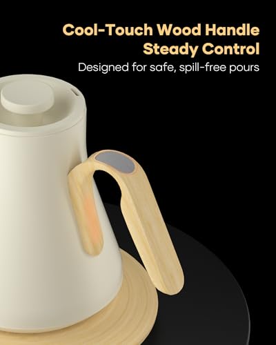 FLOW B9 Gooseneck Electric Kettle ±1°F Temperature Control (White Maple)