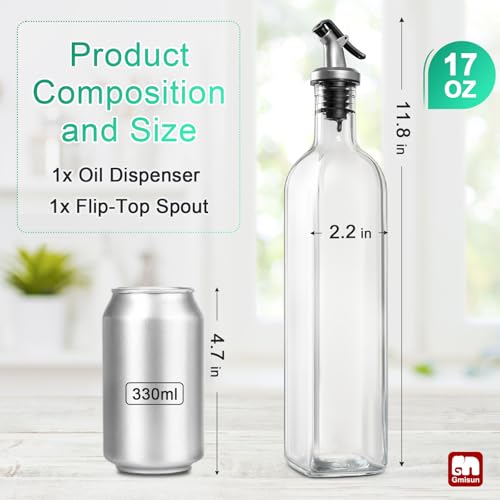 Olive Oil Dispenser Bottle for Kitchen (Clear / 17 Ounces)