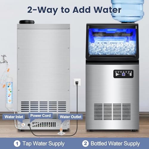 Commercial Ice Maker Machine Dual Water Inlet Options (140LBS/24H)