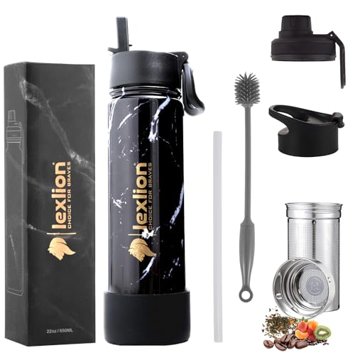 Tea Infuser Water Bottle 22 Oz (Marble / 22 Ounces)