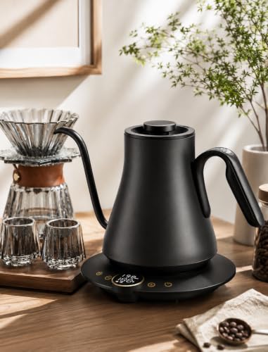 FLOW B9 Gooseneck Electric Kettle ±1°F Temperature Control (Matte Black)
