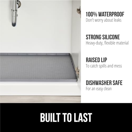Waterproof Silicone Under Sink Mat (Gray / 19"w X 34"l)