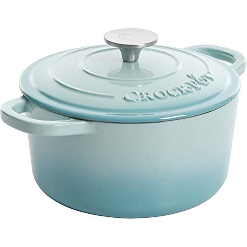 Artisan Round Enameled Cast Iron Dutch Oven (Aqua Blue / 5-Quart)