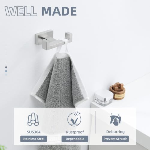 Towel Hook for Bathroom (1 Pack / Brushed Nickel)
