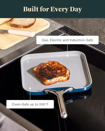 11" Non Stick Square Griddle Pan and 6" Grill Press Duo (Black)