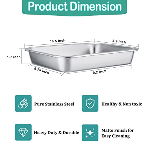 Lasagna Pan 10.5 x 8 x 1.7 inch Stainless Steel Rectangle Cake Pan