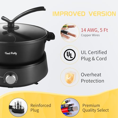 Hot Pot Electric Upgraded Separable Shabu Shabu Pot with Divider Hotpot Pot Electric Cooker Dual Sided 110V 1350W Non