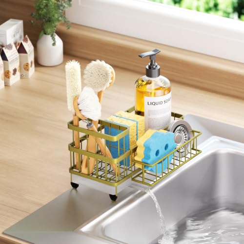 Sponge Holder for Kitchen Sink (Light Gold / Large)