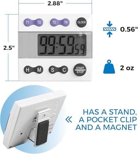 Portable Digital Kitchen & Lab Timer 810015 (4 Timer)