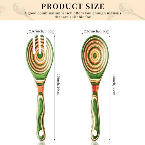 Pakkawood Wooden Salad Server Set (Green)
