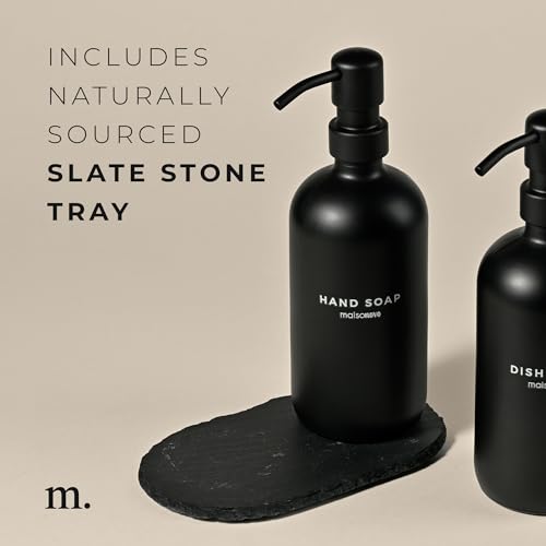 Soap Dispenser Set (Black Bottles Black Pumps Tray)