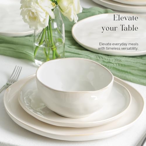Mirella 12 Piece Dinnerware Set Stoneware (White / 12-Piece - Service for 4)