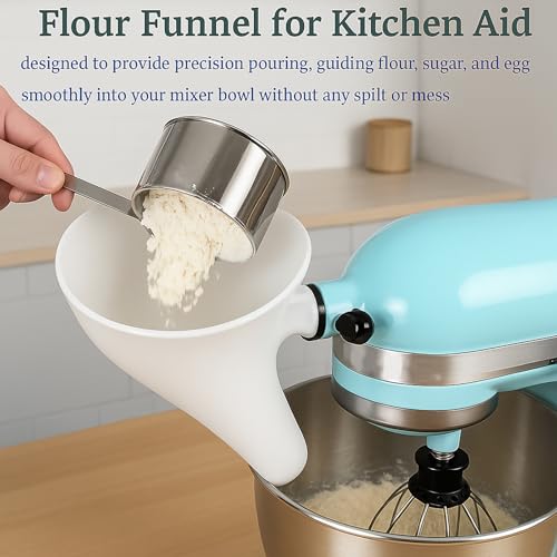 Flour Funnel for Kitchen Aid Mixer (White)