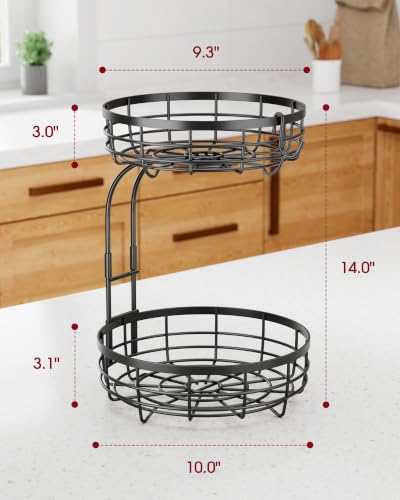 Fruit Basket for Kitchen Counter (Black / 2 Tier Standard)