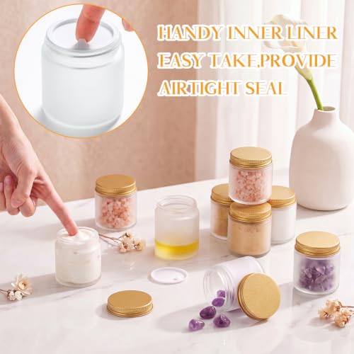 24 Pcs 4oz Glass Jars (Frosted,Gold / 4 oz)