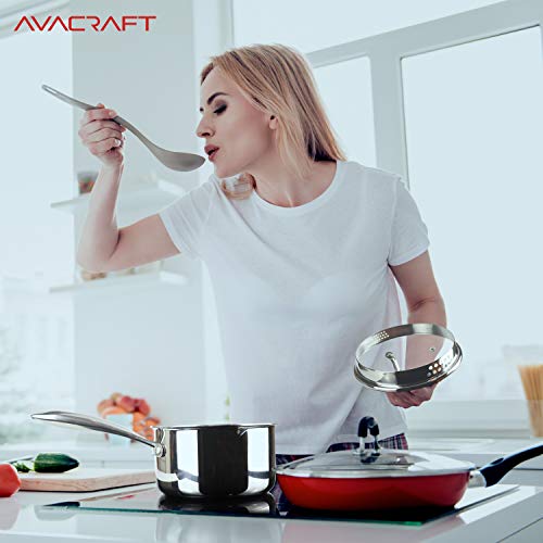 Tri Ply Stainless Steel Saucepan with Glass Strainer Lid (2.5 Quarts)