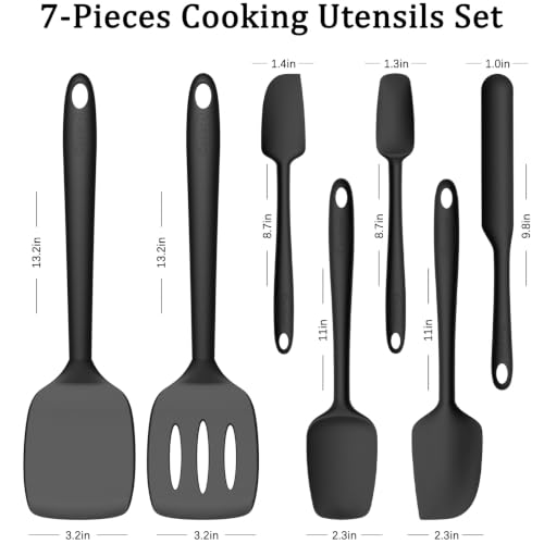 Silicone Spatula Set of 7 (PureBlack)