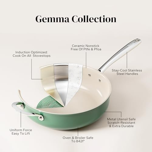 Ceramic Saute Pan with Lid (Green)