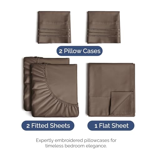 Split King Size 5 Piece Sheet Set (09 - Brown / Split King Size)