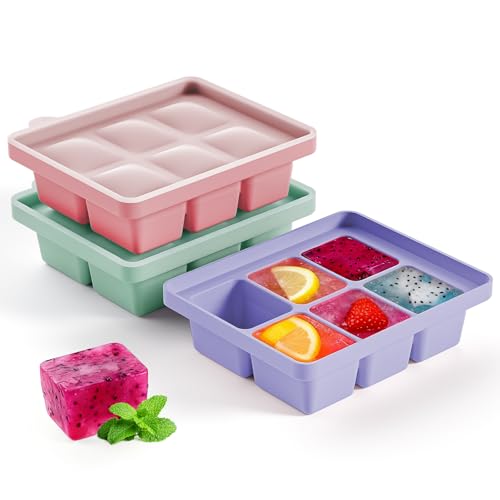 Large Silicone Ice Cube Tray Set of 3 (Green+Pink+Purple)