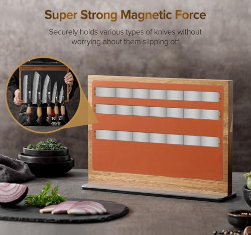 Double Sided Magnetic Knife Rack (Acacia Wood Knife Holder)