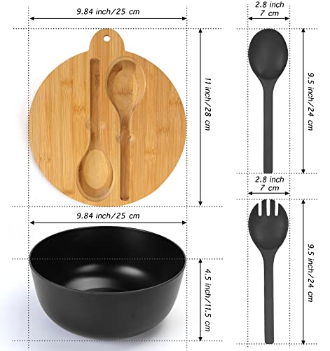 Black Salad Bowl with Lid 125oz (Black ring)
