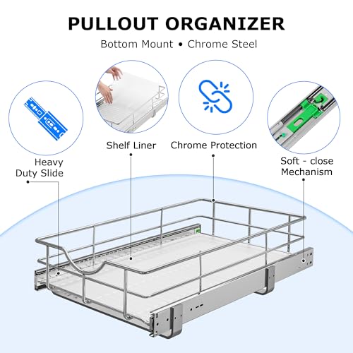 Soft Close Slide Out Cabinet Shelf (W11 (11"W x 22"D) / 1 Tier)