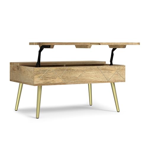 Jager 36" Wide Solid Mango Wood Lift Top Coffee Table in Natural