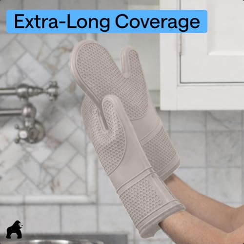 Silicone Oven Mitts (Almond / 14.5" Oven Mitts)