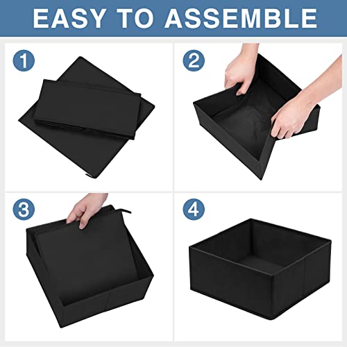 Drawer Organizer Clothes 12 Pack (12 Pack / Black)