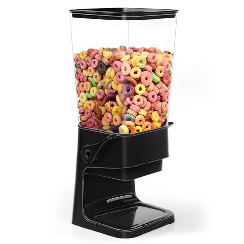 Cereal Dispenser Countertop with 2 Pack Bowls and Spoons 5.5 Qt (5.5Qt & Black & 1pack)