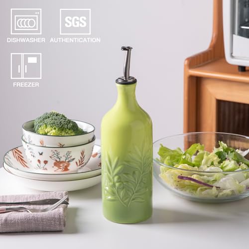 Sweejar Ceramic Olive Oil Dispenser Bottle (Gradient Green / 20 oz, Set of 1)
