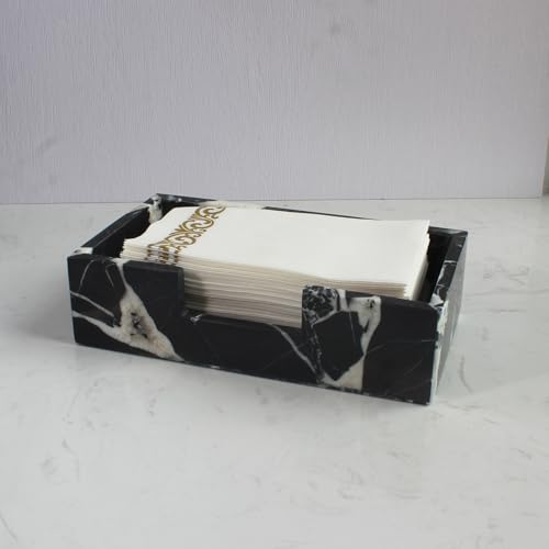 Natural Calacatta Black Marble Napkin Holder 9.8"x4.9"x2.8" (9.8" × 4.9" × 2.8" - Guest Towel Black)