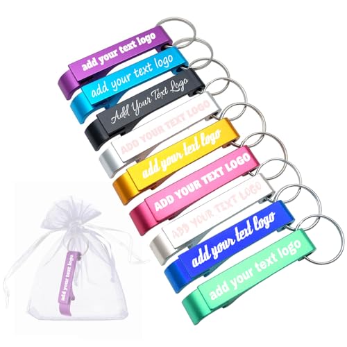 100pcs Personalized Bottle Opener Keychain Custom Aluminum Beer Bottle Opener Engraved Any Text (100 Count)