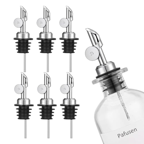 6 Pack Auto Flip Olive Oil Dispenser (6 Pourers-Silvers)