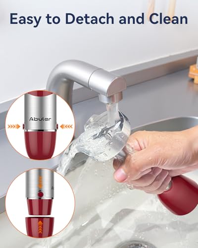 Immersion Blender Handheld 1000W 5 in 1 Corded Stick Hand Blender Kitchen with 12 Speed (Red)
